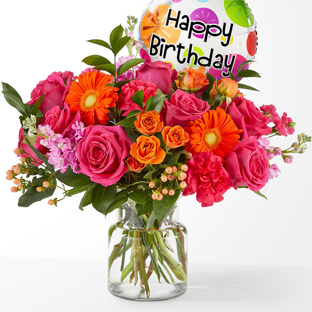 Fiesta Bouquet with Birthday Balloon – J C Snyder Florist By Transcend, Harrisburg PA