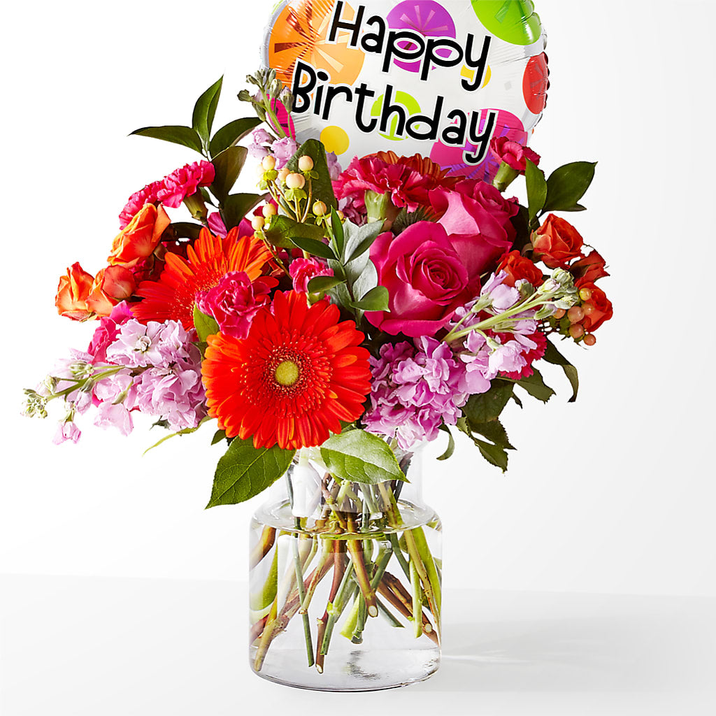 Fiesta Bouquet with Birthday Balloon – J C Snyder Florist By Transcend, Harrisburg PA