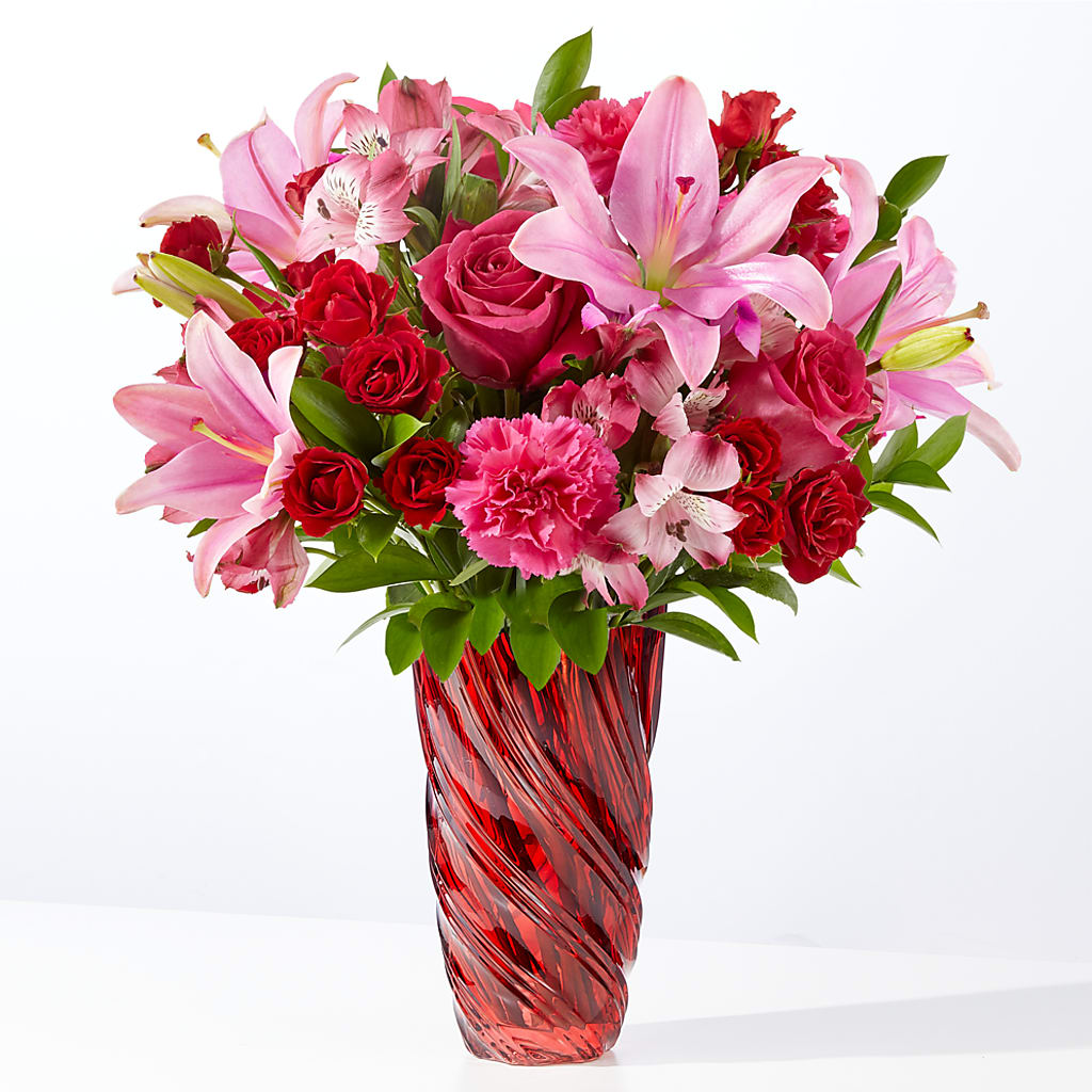 In Love Bouquet with Luxe Swirl Vase – J C Snyder Florist By Transcend, Harrisburg PA