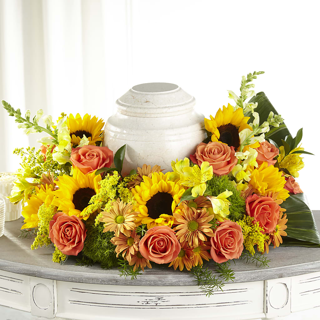 Faithful Sunflower Cremation Adornment – J C Snyder Florist By Transcend, Harrisburg PA