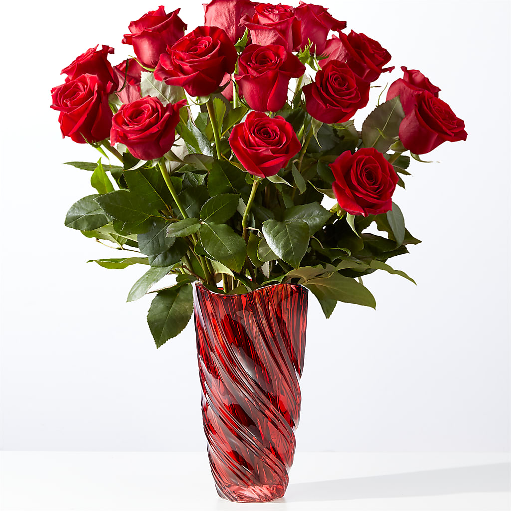 Classic Love Red Rose Bouquet with Luxe Swirl Vase – J C Snyder Florist By Transcend, Harrisburg PA