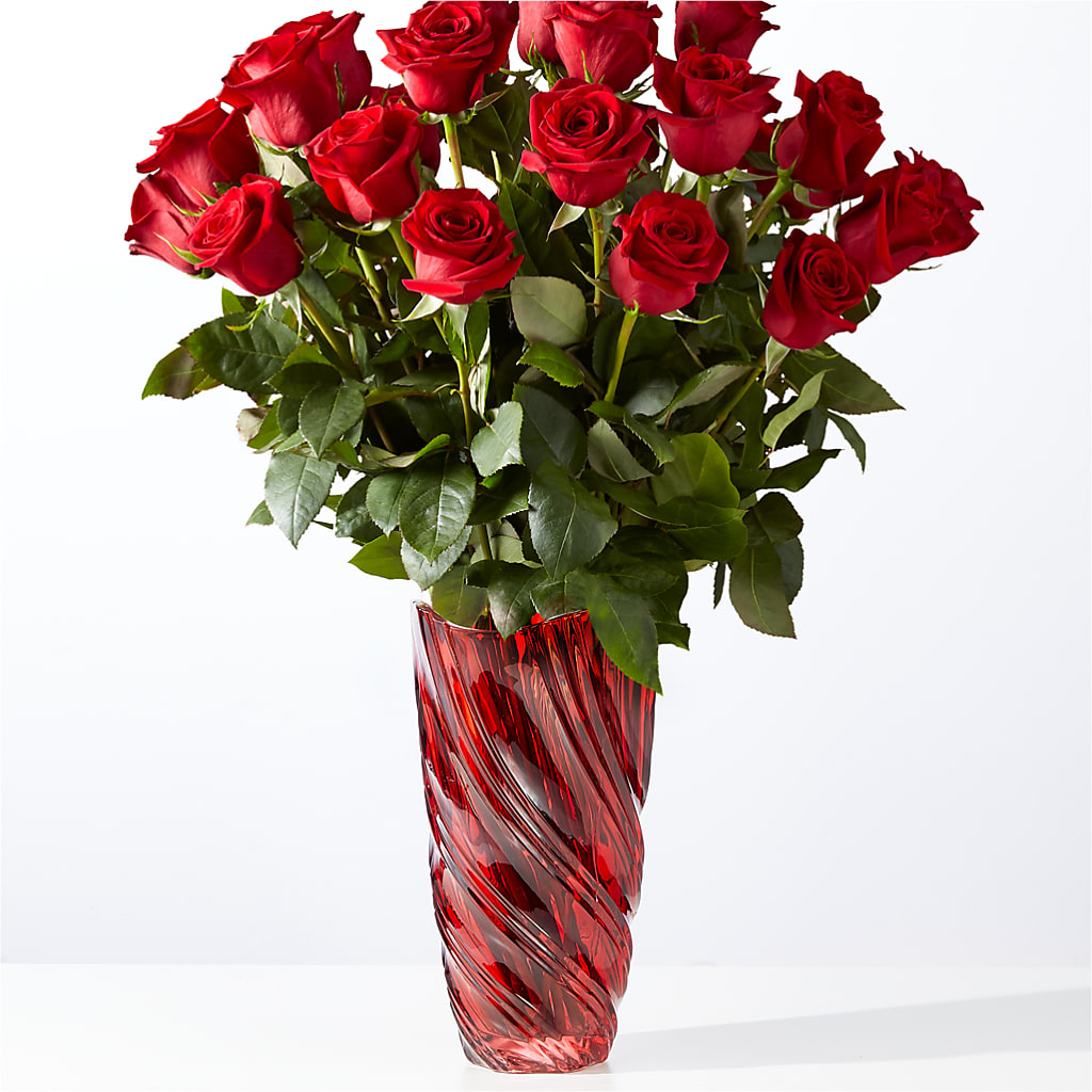 Classic Love Red Rose Bouquet with Luxe Swirl Vase – J C Snyder Florist By Transcend, Harrisburg PA