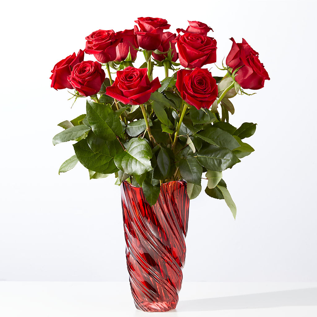 Classic Love Red Rose Bouquet with Luxe Swirl Vase – J C Snyder Florist By Transcend, Harrisburg PA