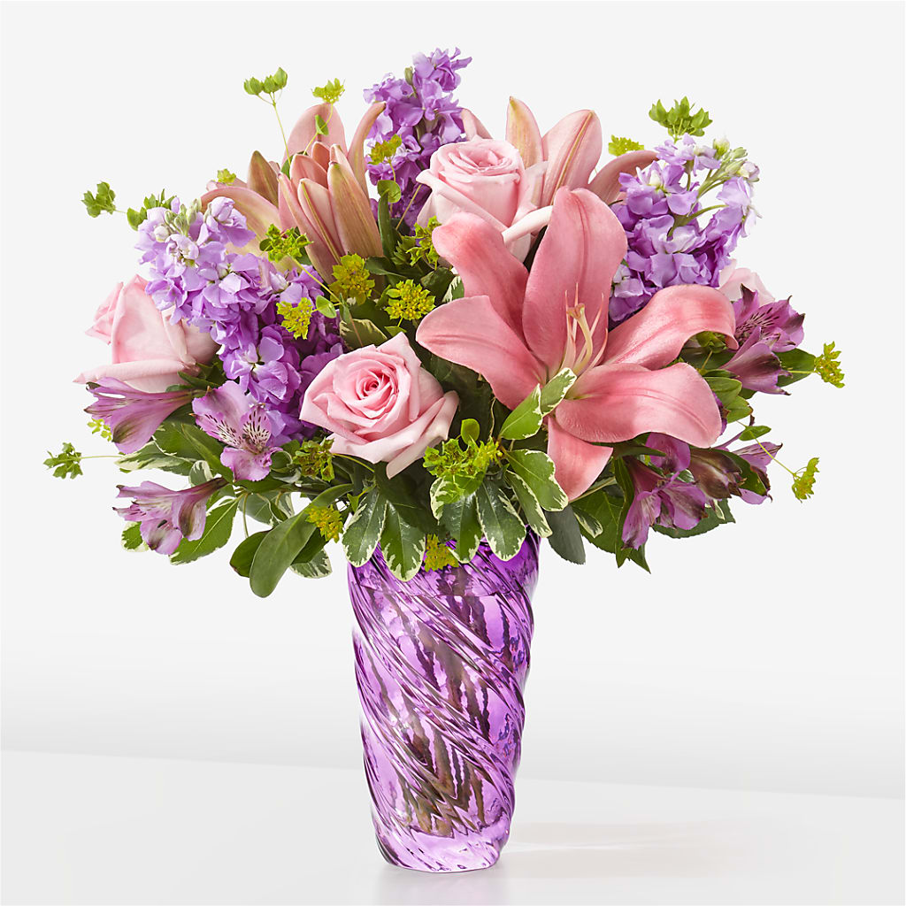 Precious Petals Bouquet with Luxe Swirl Vase – J C Snyder Florist By Transcend, Harrisburg PA