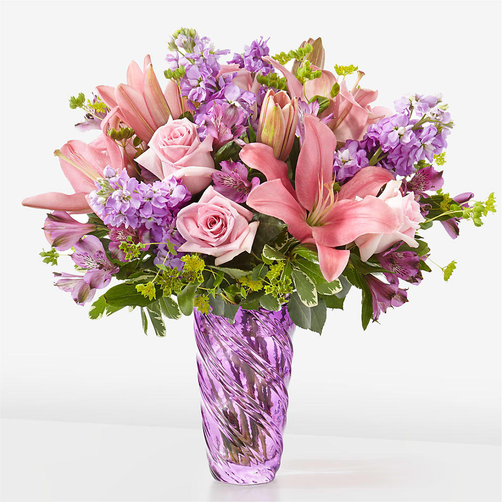 Precious Petals Bouquet with Luxe Swirl Vase – J C Snyder Florist By Transcend, Harrisburg PA