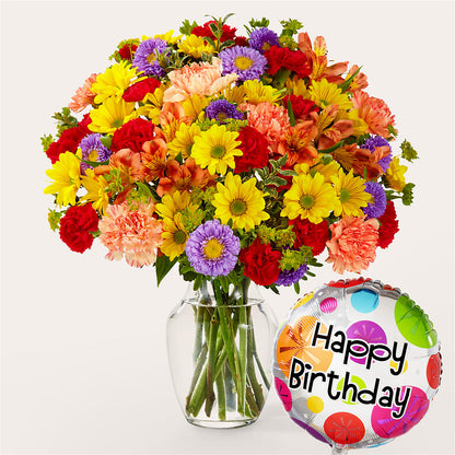 Kaleidoscope Bouquet with Birthday Balloon –  J C Snyder Florist By Transcend, Harrisburg PA