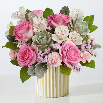 Dusty Rose Bouquet with Ivory Vase –  J C Snyder Florist By Transcend, Harrisburg PA