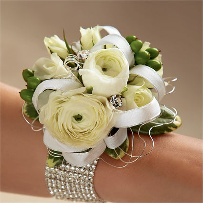 White Wedding Corsage –  J C Snyder Florist By Transcend, Harrisburg PA